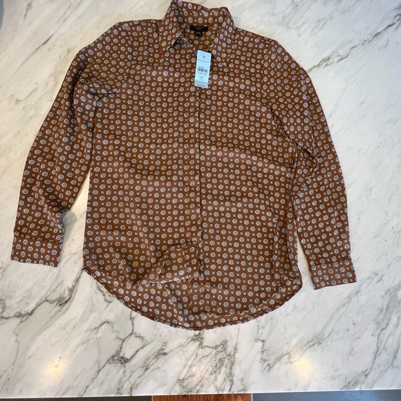 ANN TAYLOR BURNT ORANGE BUTTON UP SHIRT SIZE PETITE XXS - Picture 2 of 3